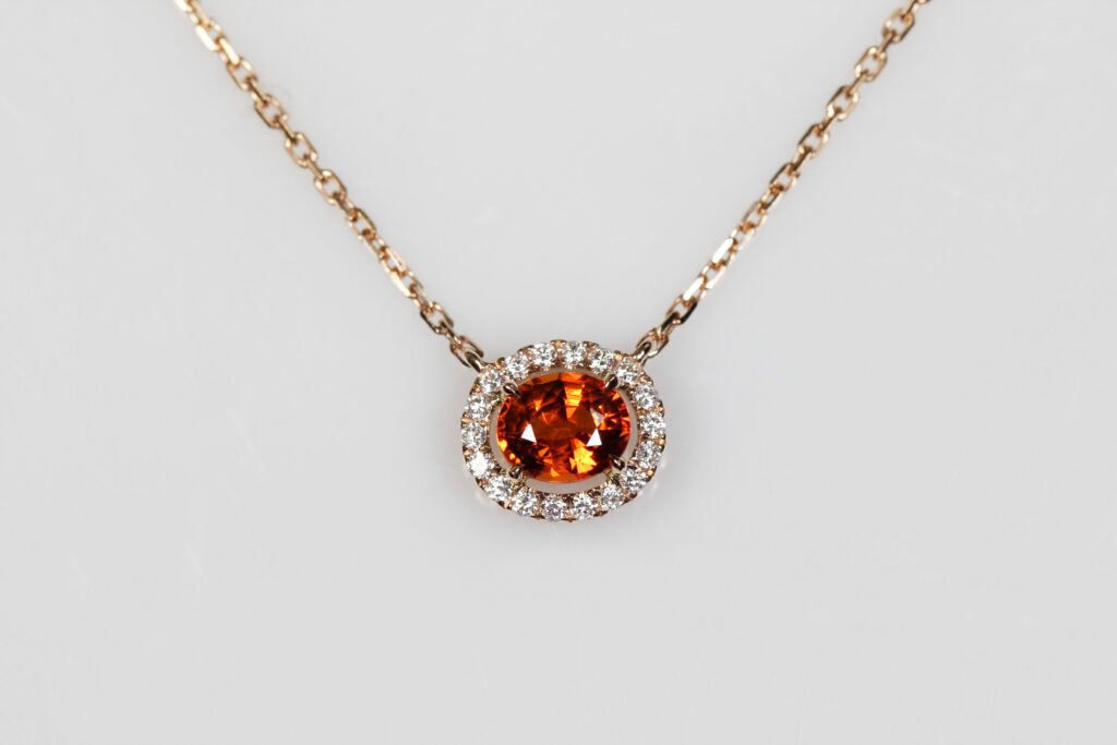 天然黃寶石鑽石項鏈