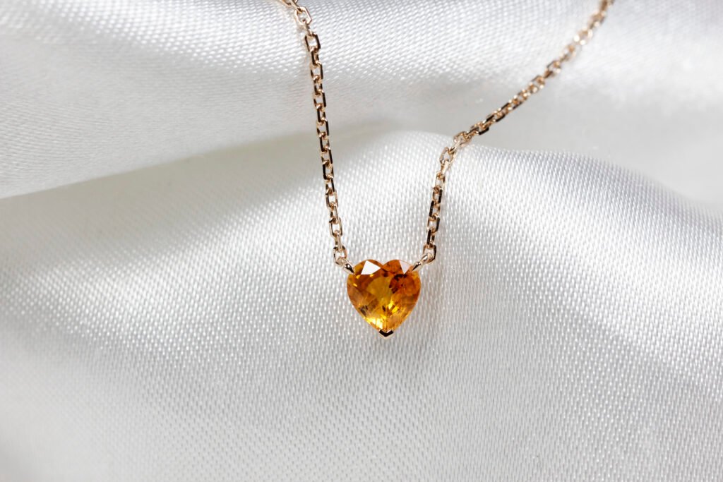 天然心型黃寶石項鏈