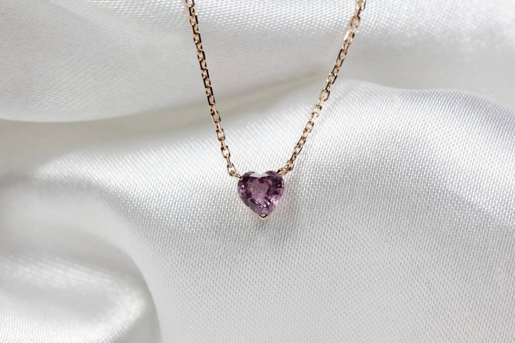 天然心型紫色藍寶石項鏈