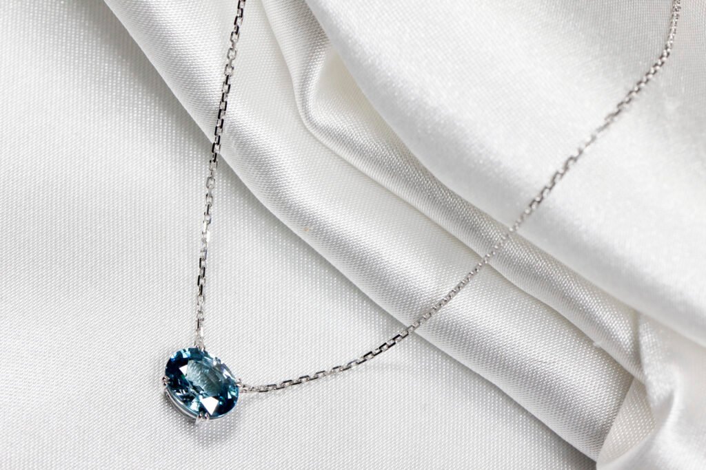 天然藍色風信子寶石項鏈