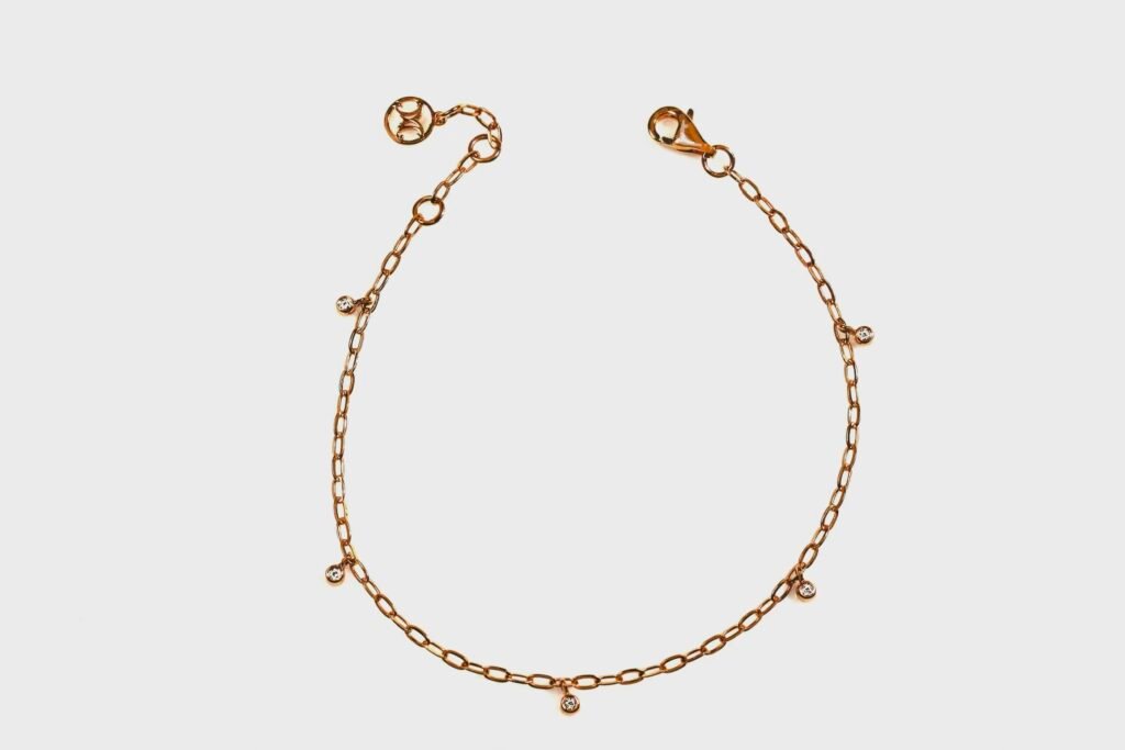 玫瑰金天然鑽石手鏈