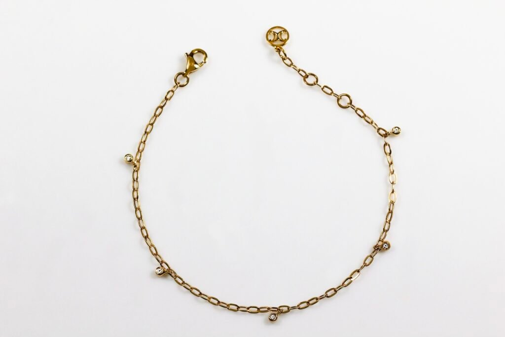 黃K金天然鑽石手鏈